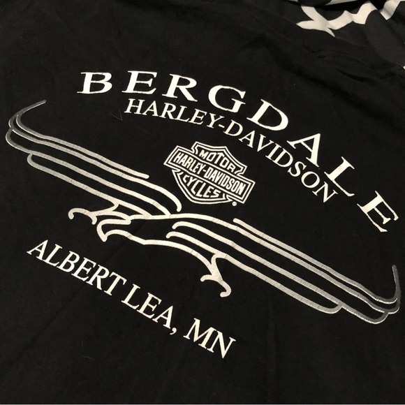 Harley Davidson Motorcycles Black T Shirt Sz XL Bergdale Albert Lea Minnesota - Picture 2 of 5